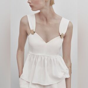 Massimo Dutti Peplum top with rhinestone detail